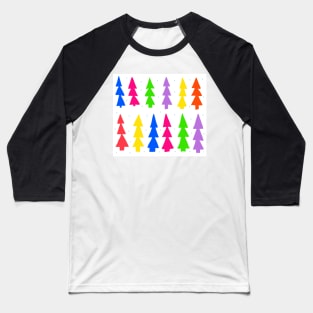 Mid Century Rainbow Christmas Trees Baseball T-Shirt